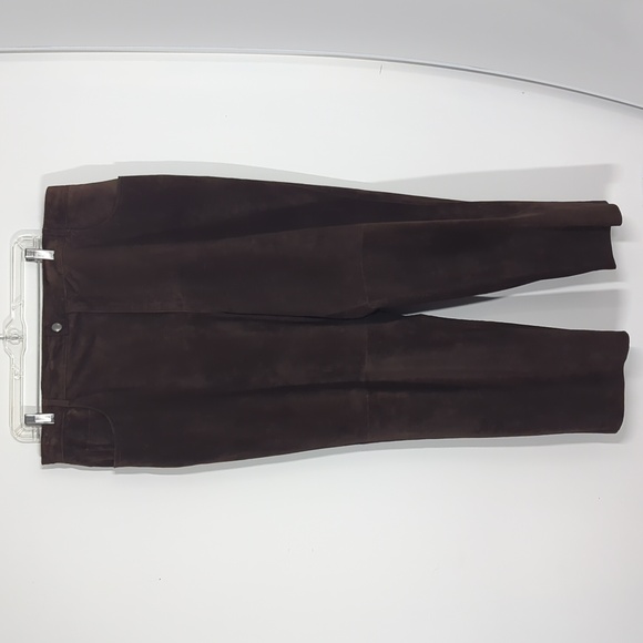 Vintage Margaret Godfrey Leather Suede Brown Pants Plus Size 20 - Picture 1 of 14